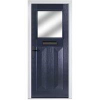Crystal Eaton Blue Right Hand GRP Composite Door with Stippolyte Glass - 890 x 2090mm
