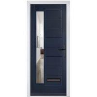Crystal Monza Blue Left Hand GRP Composite Door with Clear Glass - 890 x 2090mm