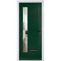 Crystal Monza Green Left Hand GRP Composite Door with Clear Glass - 890 x 2090mm