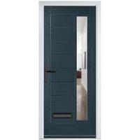 Crystal Monza Anthracite Grey Right Hand GRP Composite Door with Clear Glass - 890 x 2090mm