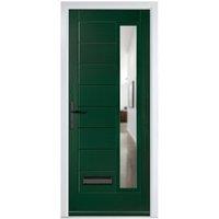 Crystal Monza Green Right Hand GRP Composite Door with Clear Glass - 890 x 2090mm