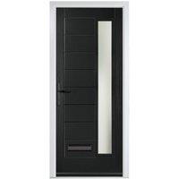 Crystal Monza Black Right Hand GRP Composite Door with Stippolyte Glass - 890 x 2090mm