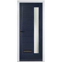 Crystal Monza Blue Right Hand GRP Composite Door with Stippolyte Glass - 890 x 2090mm