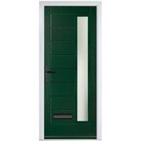 Crystal Monza Green Right Hand GRP Composite Door with Stippolyte Glass - 890 x 2090mm