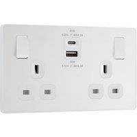 BG Evolve 13A Super-Fast Double Socket USB A&C, 45W - Pearlescent White