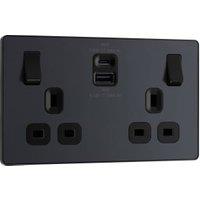 BG Evolve 13A Super-Fast Double Switched Socket USB A&C, 45W - Matt Grey