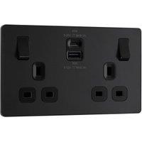 BG Evolve 13A Super-Fast Double Switched Socket USB A&C 45W - Matt Black