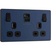 BG Evolve 13A Fast Charge Double Socket USB A&C, 22W - Matt Blue