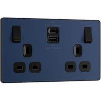 BG Evolve 13A Super-Fast Double Switched Socket USB A&C,45W - Matt Blue