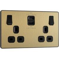 BG Evolve 13A Super-Fast Double Socket USB A&C, 45W - Brushed Brass