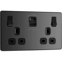 BG Evolve 13A Fast Charge Double Socket USB A&C, 22W - Black Chrome
