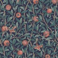 William Morris At Home Bird & Pomegranate Navy Blue Wallpaper - 10m x 52cm