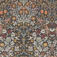 William Morris At Home Blackthorn Charcoal & Burnt Orange Wallpaper - Sample