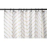 Croydex Art Deco Herringbone Textile Shower Curtain - White/Gold