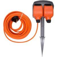 Tower Reel G13 13A 2 Socket IP54 Weatherproof Garden Spike Lead - 15m