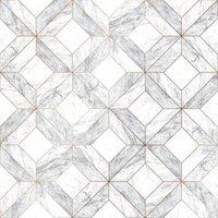 Contour Marble Marquetry Grey Wallpaper Sample