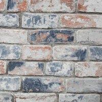 Fresco Distressed Brick Navy/Red Wallpaper Sample