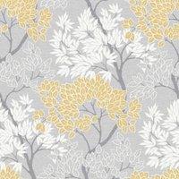 Fresco Lykke Tree Grey/Ochre Wallpaper Sample
