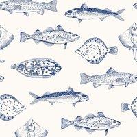 Joules Name The Plaice Coast Blue Wallpaper Sample