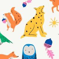 Joules Country Critters Heroes White/Rainbow Wallpaper Sample
