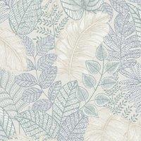Superfresco Easy Scattered Leaves Duck Egg Wallpaper Sample
