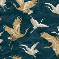 Sublime Kranes Petrol Wallpaper Sample