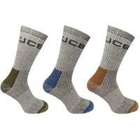 JCB JCBX000210 Mens Casual Boot Socks Size 6 - 11 Grey Mix - Pack of 3
