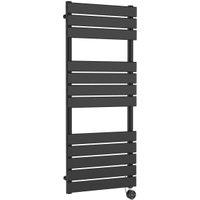 Balterley Anthracite Grey Electric Square Single Panel Vertical Flat Towel Radiator - 1213 x 500mm