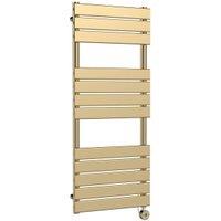Balterley Brushed Brass Electric Single Panel Vertical Flat Towel Radiator - 1213 x 500mm