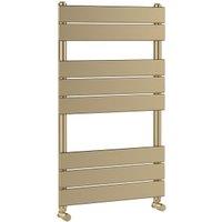 Balterley Brushed Brass Square Single Panel Vertical Flat Towel Radiator - 840 x 500mm