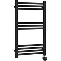 Balterley Matt Black Electric Round Single Panel Vertical Straight Towel Radiator - 800 x 500mm