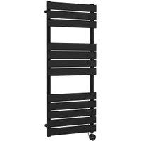 Balterley Matt Black Electric Square Single Panel Vertical Flat Towel Radiator - 1213 x 500mm
