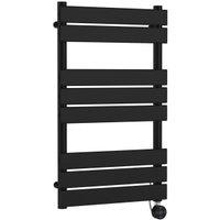 Balterley Matt Black Electric Square Single Panel Vertical Flat Towel Radiator - 840 x 500mm