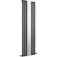 Balterley Anthracite Grey Embrace Single Panel Vertical Designer Radiator with Mirror - 1800 x 499mm