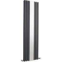 Balterley Anthracite Grey Embrace Double Panel Vertical Designer Radiator with Mirror - 1800 x 499mm
