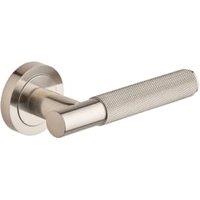 Marylebone Lever on Rose Brushed Nickel Knurled Door Handle - 1 Pair