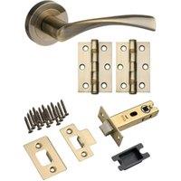Marvel Lever on Rose Antique Brass Latch Hinge Pack