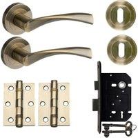 Marvel Lever on Rose Antique Brass Sashlock Door Pack