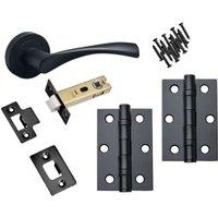 Marvel Lever on Rose Matt Black Latch Hinge Pack