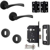 Marvel Lever on Rose Matt Black Sashlock Door Pack