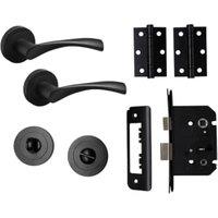 Marvel Lever on Rose Matt Black Bathroom Door Pack
