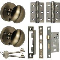 Orion Moritce Knob Antique Brass 76mm Sashlock Door Pack