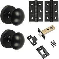 Orion Mortice Door Knob Matt Black Latch Hinge Pack