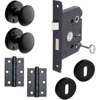 Orion Mortice Door Knob Matt Black 76mm Sashlock Door Pack