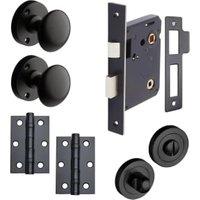Orion Mortice Door Knob Matt Black 76mm Bathroom Door Pack