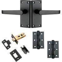 Victorian Straight Short Latch Matt Black Latch Hinge Pack