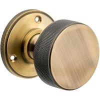Kensington Knurled Mortice Door Knob - Antique Brass