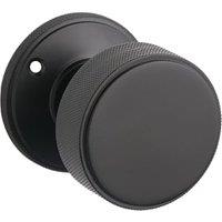 Kensington Knurled Mortice Door Knob - Matt Black