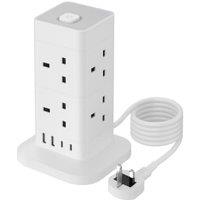 TCP 8 Socket Cube White Extension Lead with USB - 1.8m