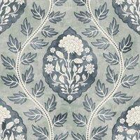 Esselle Home Floral Cartouche Slate Blue Wallpaper